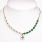 Conjunto de Aleación Bañado en Oro con Ágata Verde ( Collar +Pendientes +Pulsera )