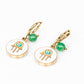 Conjunto de Aleación Bañado en Oro con Ágata Verde ( Collar +Pendientes +Pulsera )