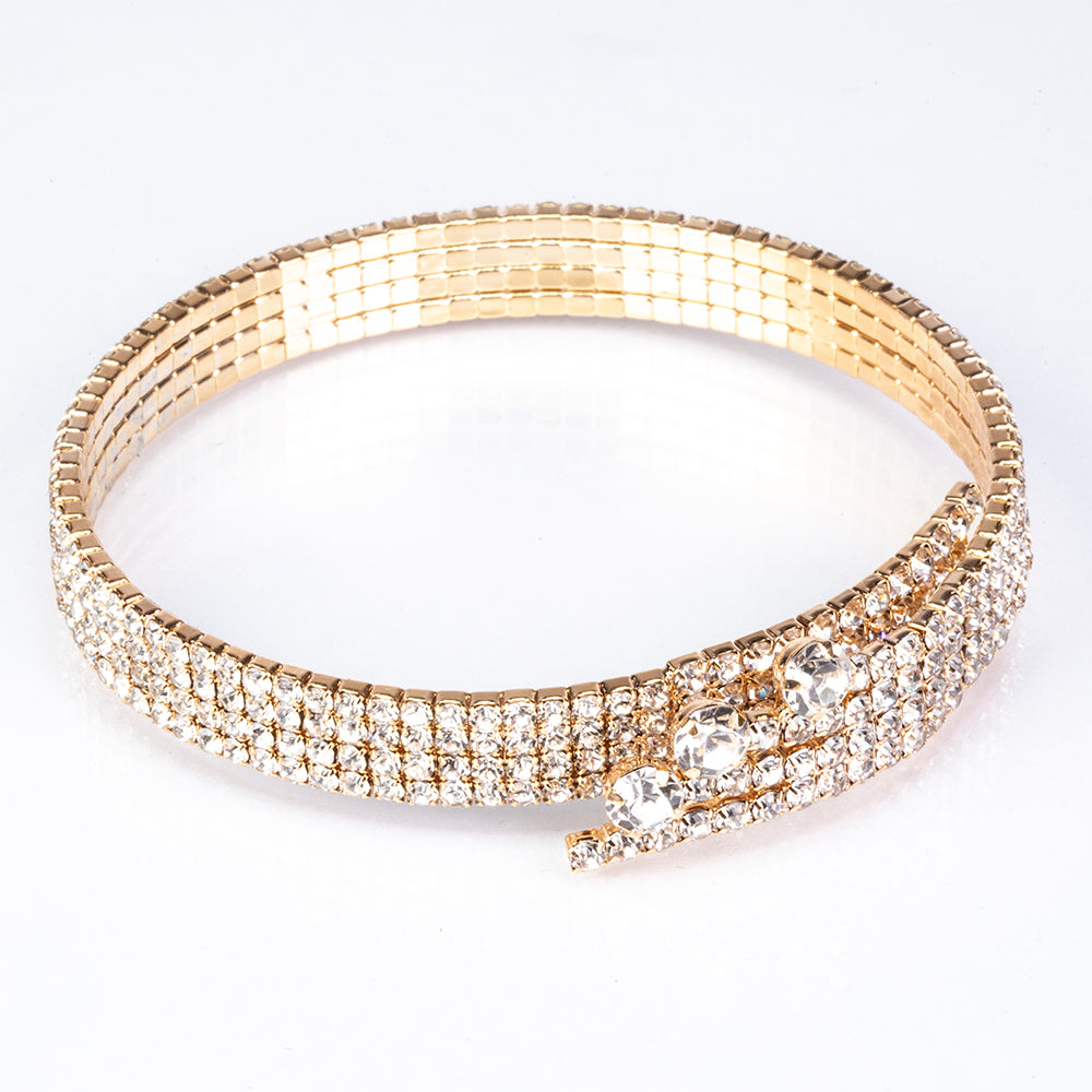 Pulsera de Aleación Bañado en Oro con Cristal Emporia® Blanco 1 