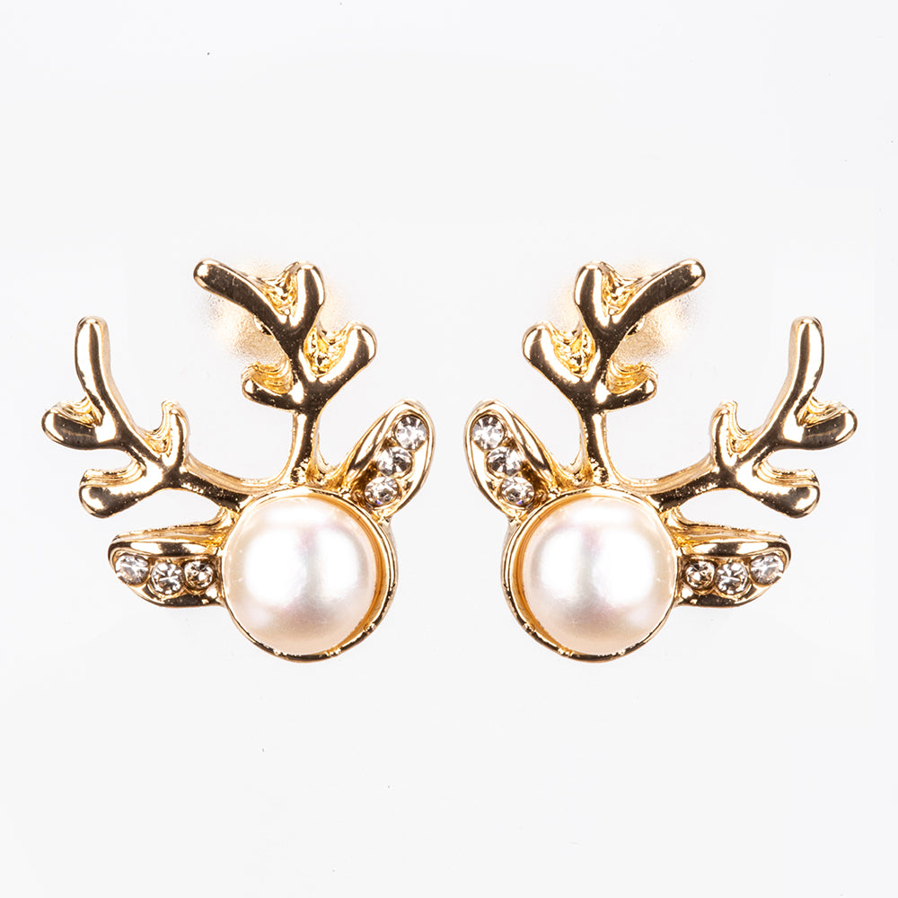 Pendientes de Aleación Bañado en Oro con Cristal Emporia® Blanco 2 