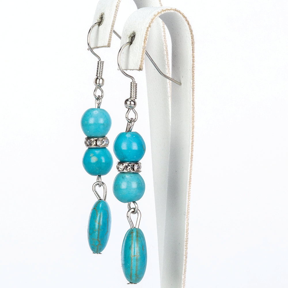 Conjunto de Aleación Bañado en Oro con Turquesa ( Collar +Pendientes +Pulsera ) 5 