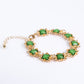 Conjunto de Aleación Bañado en Oro con Cristal Emporia® Verde y Cristal Emporia® Blanco ( Collar +Pendientes +Pulsera )