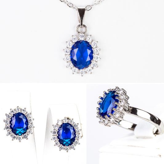 Conjunto de Aleación Bañado en Oro ( Collar +Pendientes +Anillo +Colgante )