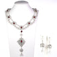 Conjunto de Aleación Bañado en Oro con Perla de cristal y Cristal Emporia® Blanco ( Collar +Pendientes )