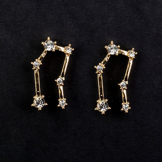 Géminis Pendientes de Aleación Bañado en Oro con Cristal Emporia® Blanco