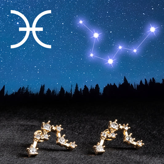 Piscis Pendientes de Aleación Bañado en Oro con Cristal Emporia® Blanco