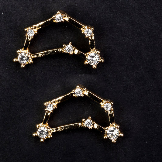 Capricornio Pendientes de Aleación Bañado en Oro con Cristal Emporia® Blanco