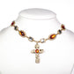 Cruz Conjunto de Aleación Bañado en Oro con Cristal Emporia® Rojo y Cristal Emporia® Blanco ( Collar +Pendientes +Colgante )