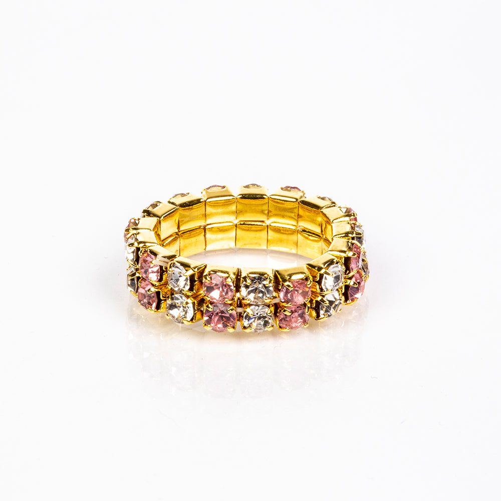 Cruz Conjunto de Aleación Bañado en Oro con Cristal Emporia® Rosa y Cristal Emporia® Blanco ( Collar +Pulsera +Anillo +Colgante ) 5 