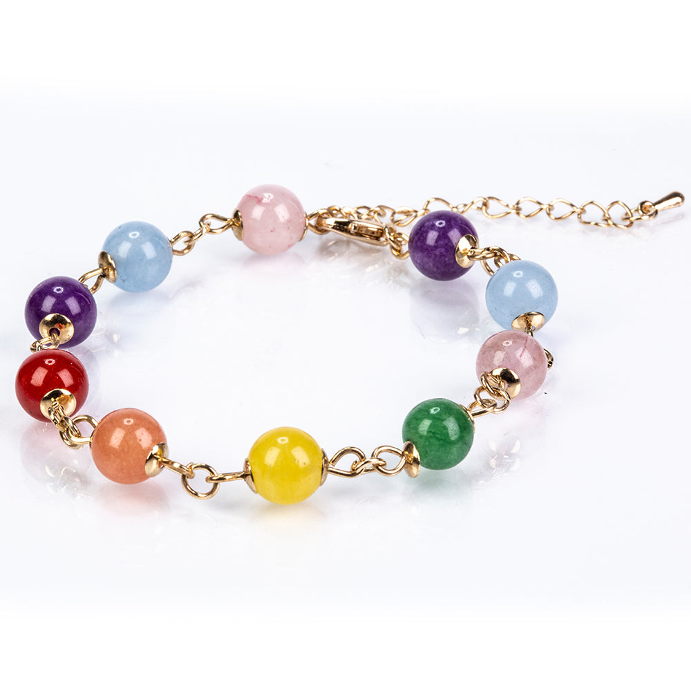 Conjunto de Aleación Bañado en Oro con Ágata Roja y Amatista ( Collar +Pendientes +Pulsera ) 8 