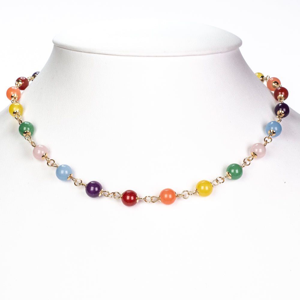 Conjunto de Aleación Bañado en Oro con Ágata Roja y Amatista ( Collar +Pendientes +Pulsera ) 9 