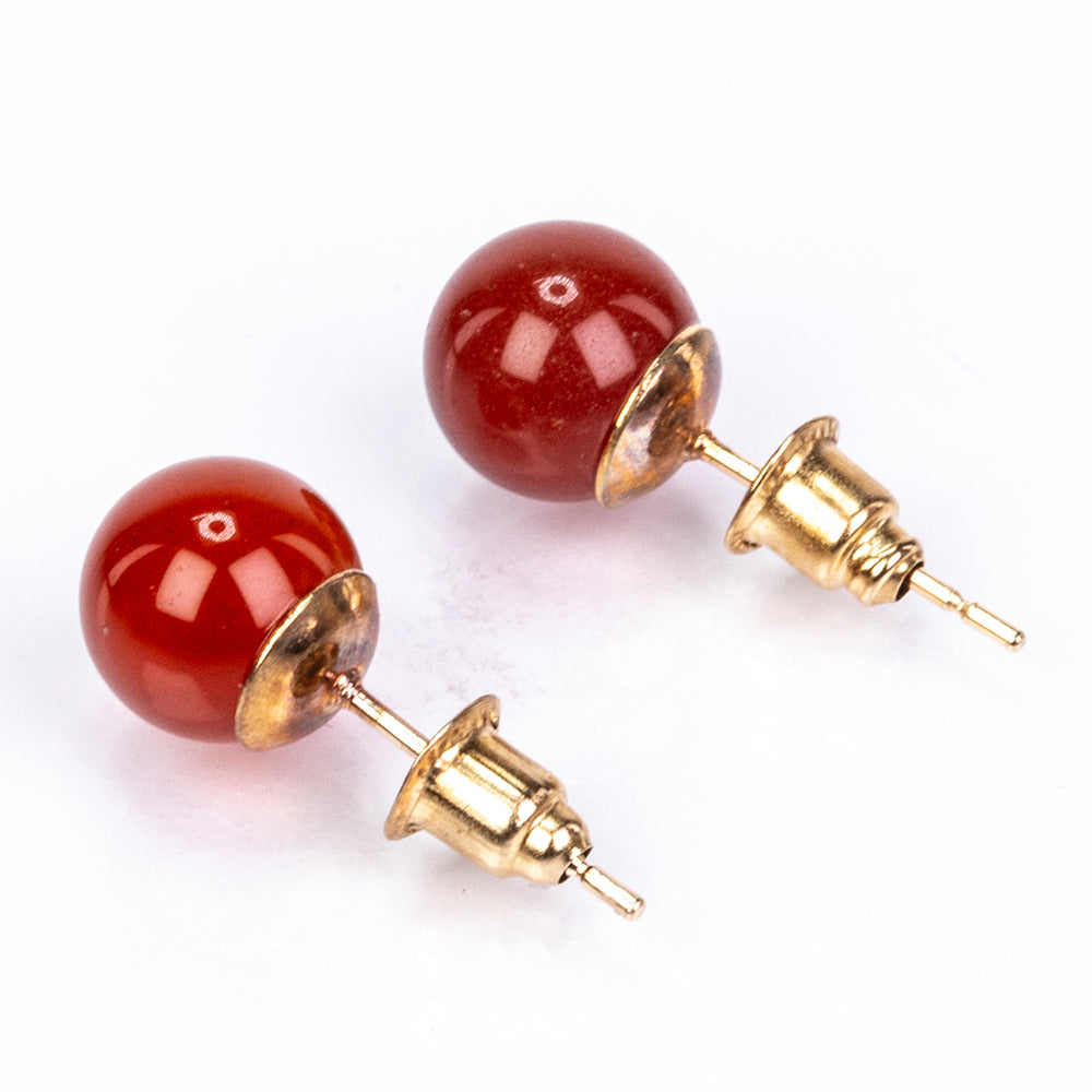 Conjunto de Aleación Bañado en Oro con Ágata Roja y Amatista ( Collar +Pendientes +Pulsera ) 10 