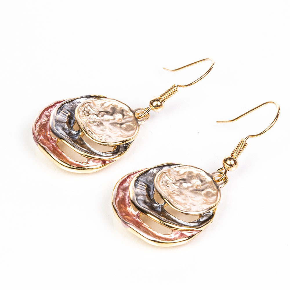 Conjunto de Aleación Bañado en Oro con Esmalte ( Collar +Pendientes +Colgante ) 3 