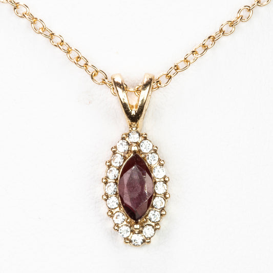 Collar de Aleación Bañado en Oro con Granate y Cristal Emporia® Blanco ( Collar +Colgante )