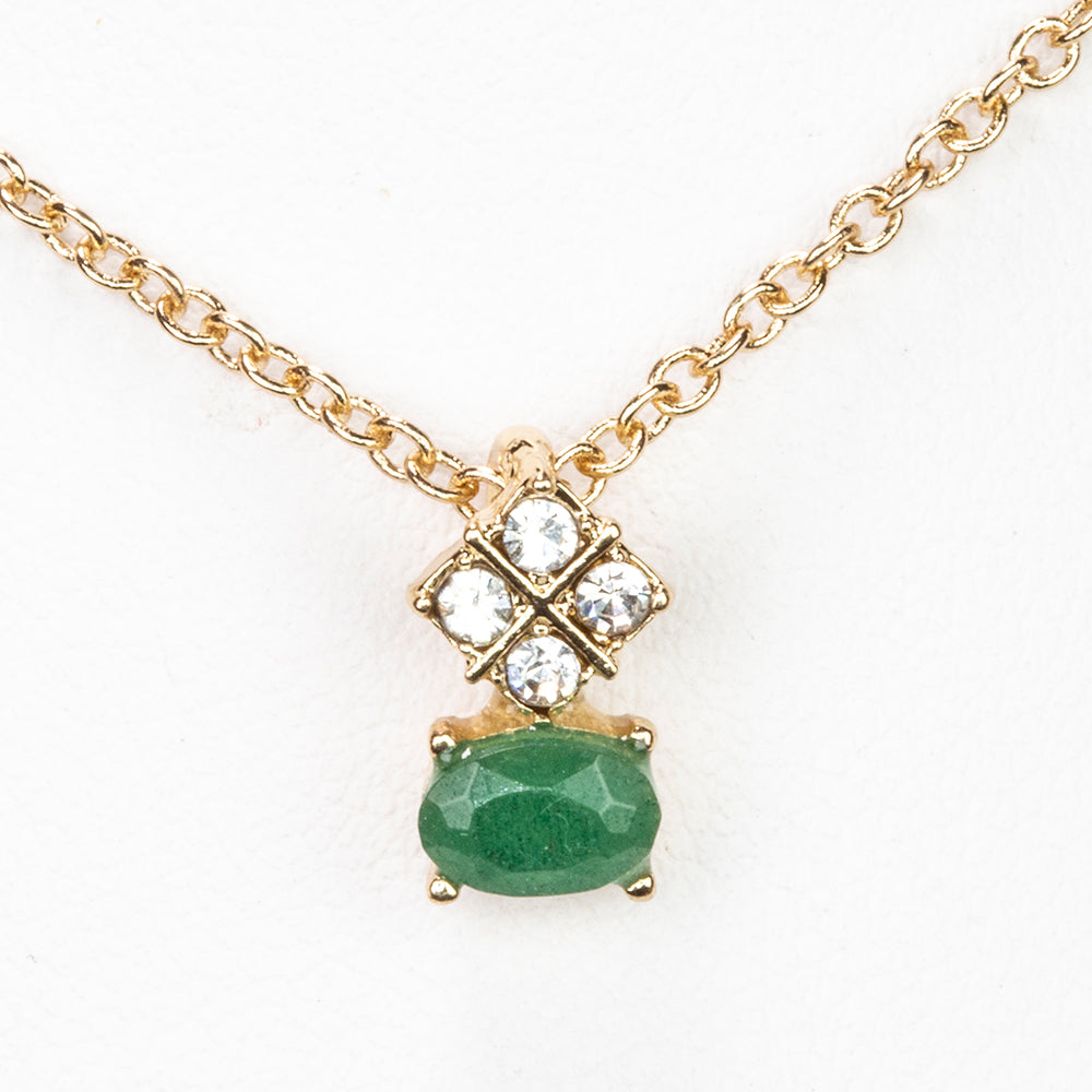 Collar de Aleación Bañado en Oro con Esmeralda y Cristal Emporia® Blanco ( Collar +Colgante ) 1 