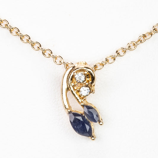 Collar de Aleación Bañado en Oro con Zafiro y Cristal Emporia® Blanco ( Collar +Colgante )