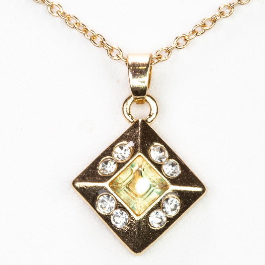 Collar de Aleación Bañado en Oro con Citrino y Cristal Emporia® Blanco ( Collar +Colgante )