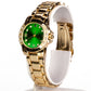 Reloj de Aleación Bañado en Oro con Esmeralda y Cristal Emporia® Blanco ( Collar +Pendientes +Colgante )