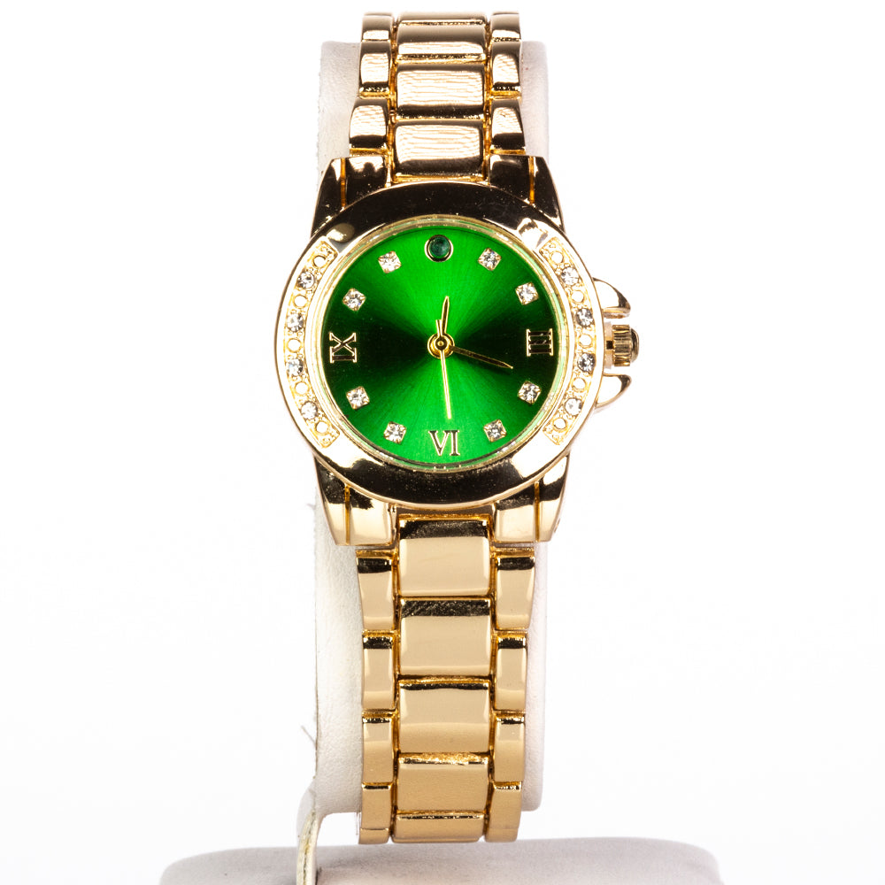 Reloj de Aleación Bañado en Oro con Esmeralda y Cristal Emporia® Blanco ( Collar +Pendientes +Colgante ) 4 
