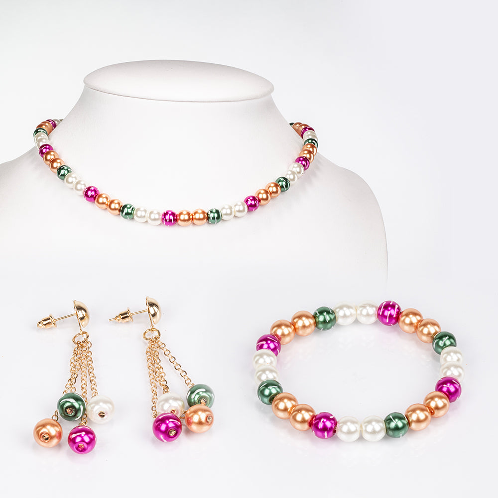 Conjunto de Aleación Bañado en Oro ( Collar +Pendientes +Pulsera ) 1 