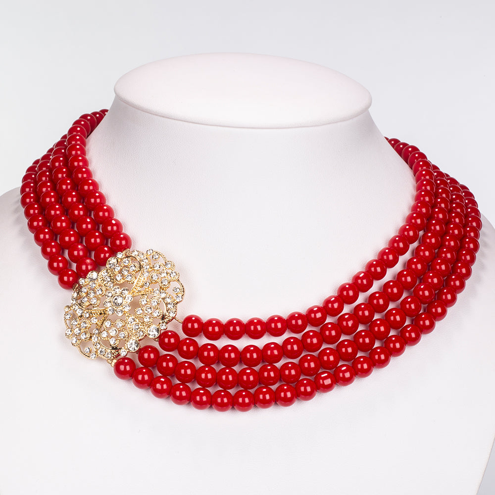 Conjunto de Aleación Bañado en Oro con Cristal Emporia® Blanco ( Collar +Pulsera )