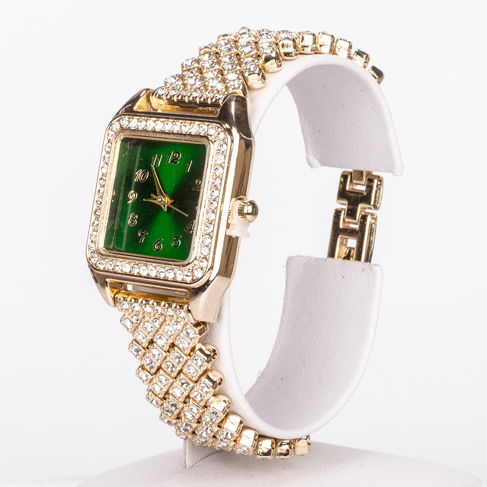 Reloj de Aleación Bañado en Oro con Cristal Emporia® Verde y Cristal Emporia® Blanco ( Collar +Pendientes +Colgante ) 2 
