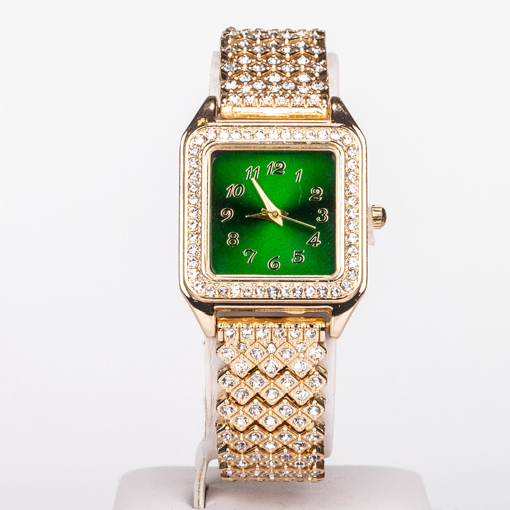 Reloj de Aleación Bañado en Oro con Cristal Emporia® Verde y Cristal Emporia® Blanco ( Collar +Pendientes +Colgante ) 5 
