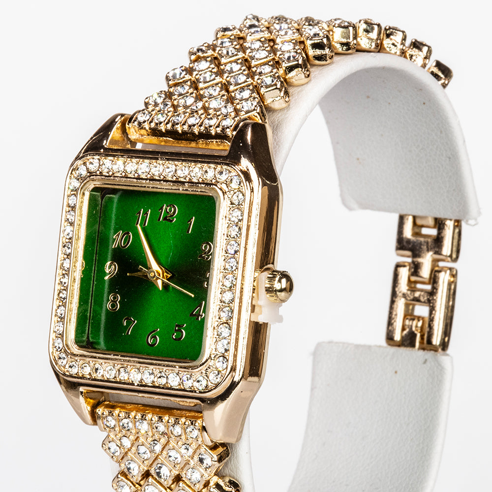 Reloj de Aleación Bañado en Oro con Cristal Emporia® Verde y Cristal Emporia® Blanco ( Collar +Pendientes +Colgante ) 6 