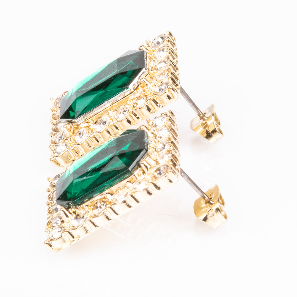 Reloj de Aleación Bañado en Oro con Cristal Emporia® Verde y Cristal Emporia® Blanco ( Collar +Pendientes +Colgante )