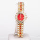 Reloj de Aleación Bañado en Oro con Cristal Emporia® Rojo ( Pulsera )