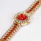 Reloj de Aleación Bañado en Oro con Cristal Emporia® Rojo ( Pulsera )