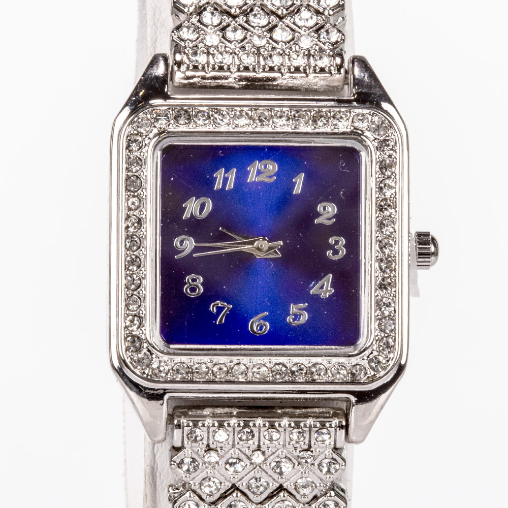 Reloj de Aleación Bañado en Oro con Cristal Emporia® Azul y Cristal Emporia® Blanco ( Collar +Pendientes +Colgante )