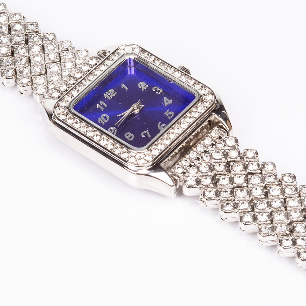 Reloj de Aleación Bañado en Oro con Cristal Emporia® Azul y Cristal Emporia® Blanco ( Collar +Pendientes +Colgante ) 10 