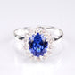 Conjunto de Aleación Bañado en Oro con Cristal Emporia® Azul y Cristal Emporia® Blanco ( Collar +Anillo )