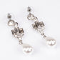 Conjunto de Aleación Bañado en Oro con Perla de cristal y Cristal Emporia® Blanco ( Collar +Pendientes )