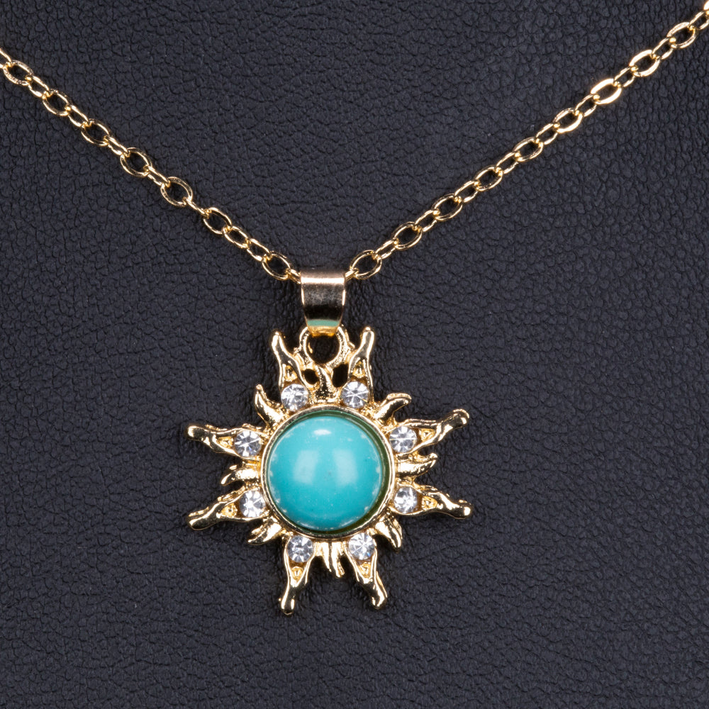 Collar de Aleación Bañado en Oro con Turquesa