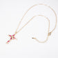 Cruz Collar de Aleación Bañado en Oro con Rubí y Cristal Emporia® Blanco ( Collar +Colgante )