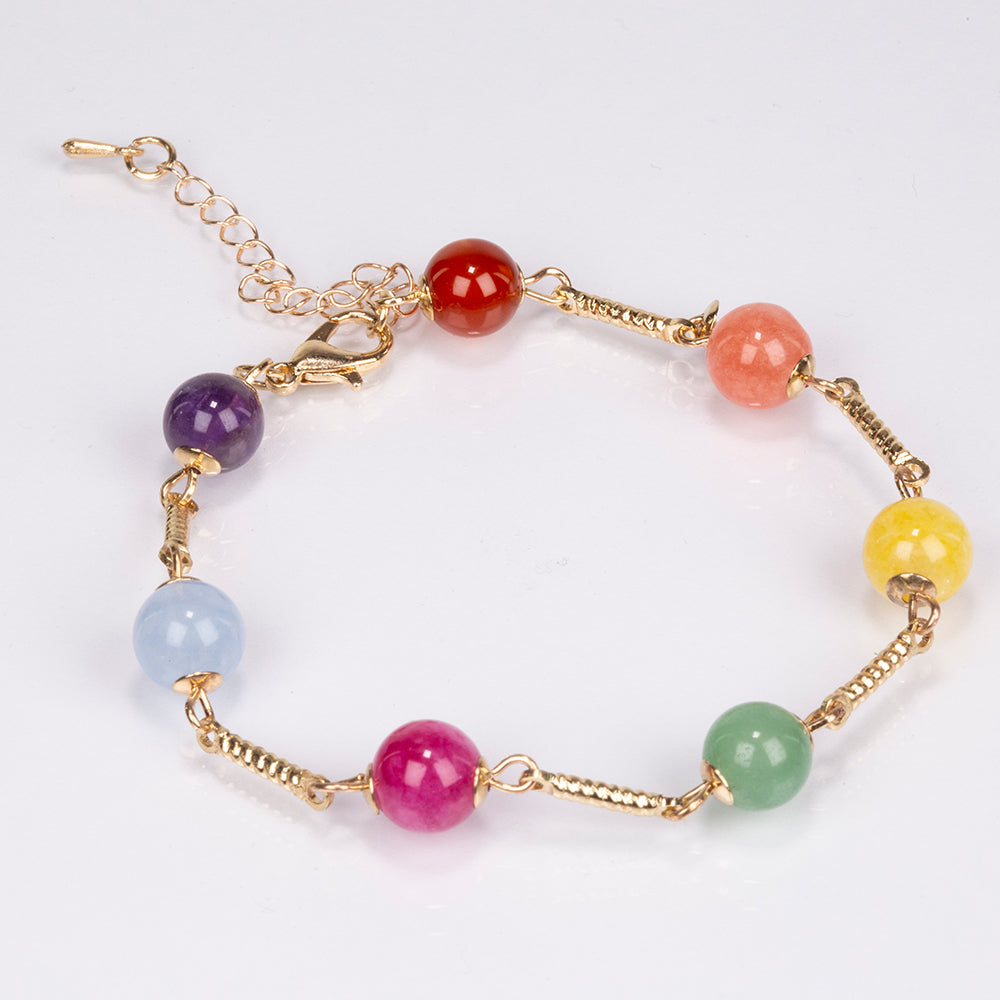 Conjunto de Aleación Bañado en Oro con Amatista y Jade ( Collar +Pendientes +Pulsera )