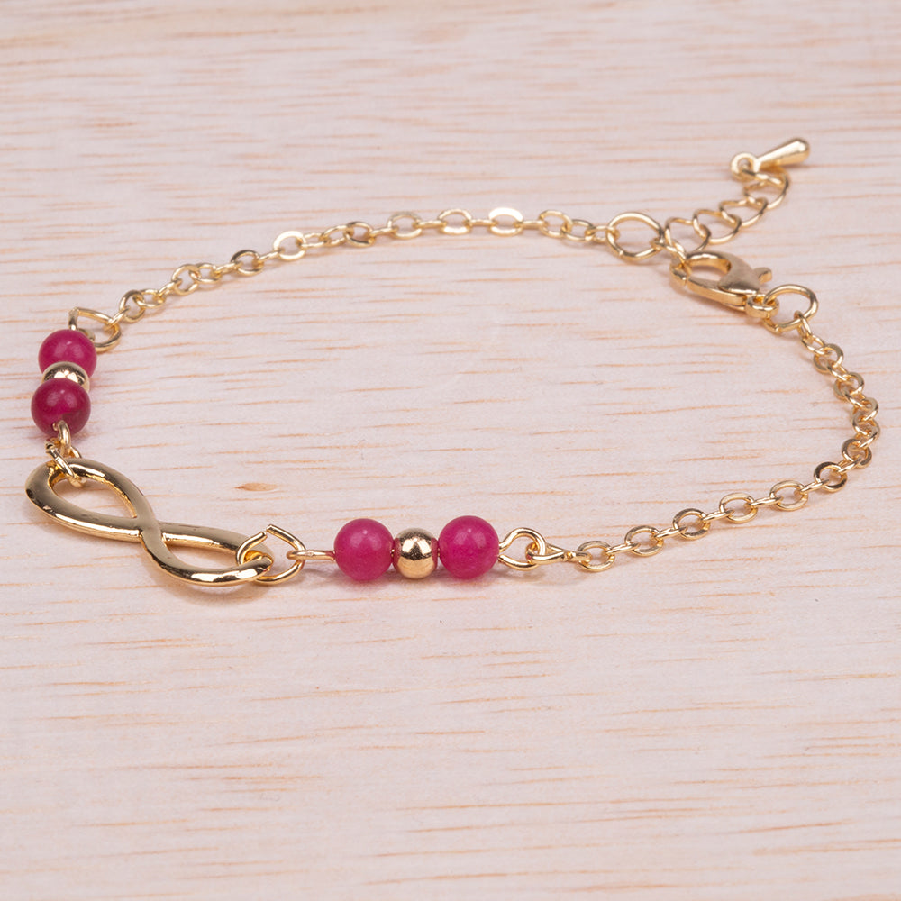 Pulsera de Aleación Bañado en Oro con Rubí