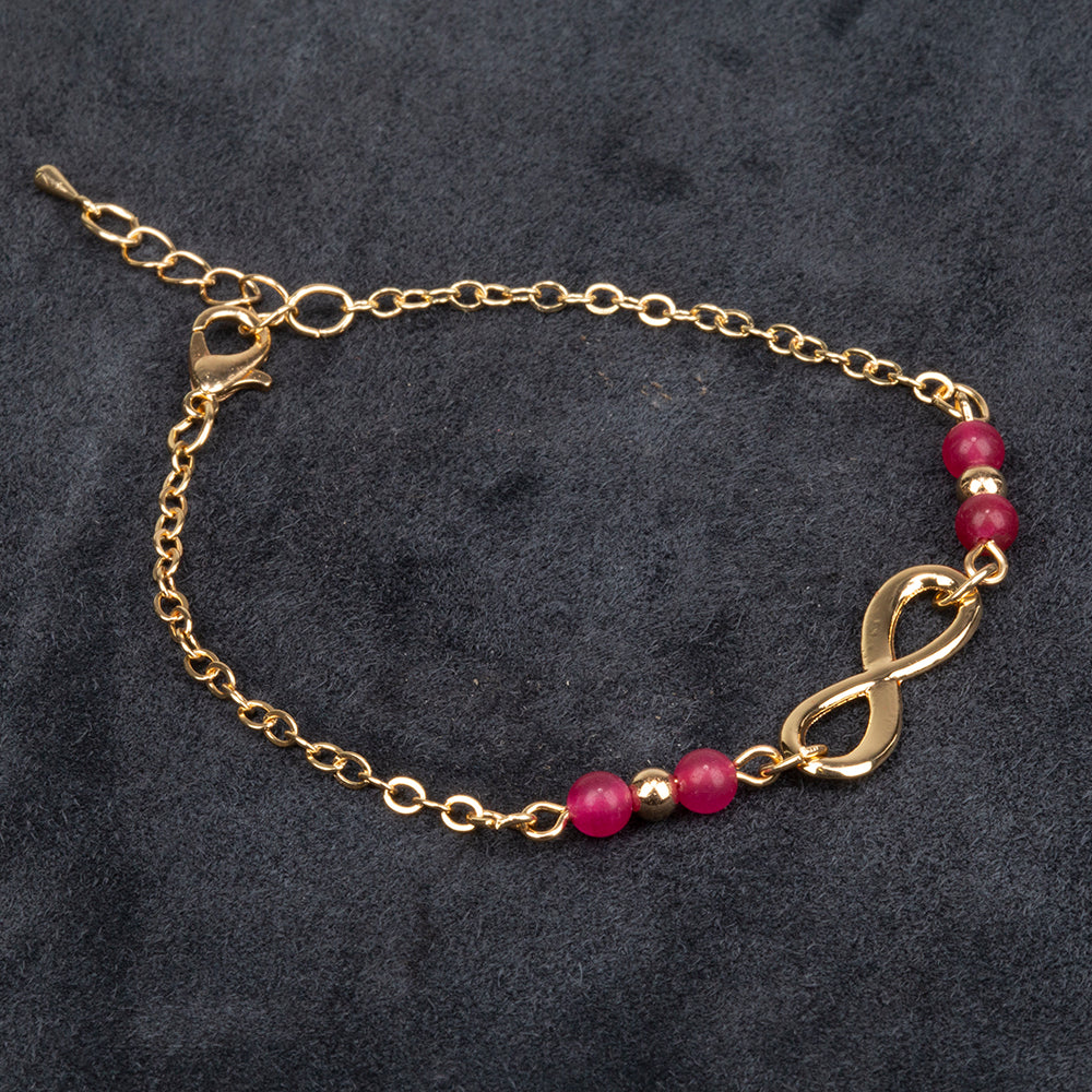 Pulsera de Aleación Bañado en Oro con Rubí