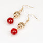 Conjunto de Aleación Bañado en Oro con Ágata Roja ( Collar +Pendientes )