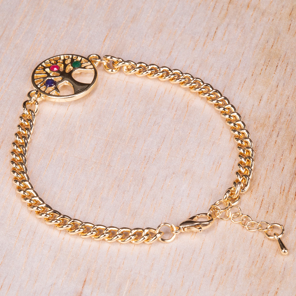 Pulsera de Aleación Bañado en Oro con Rubí y Zafiro 3 