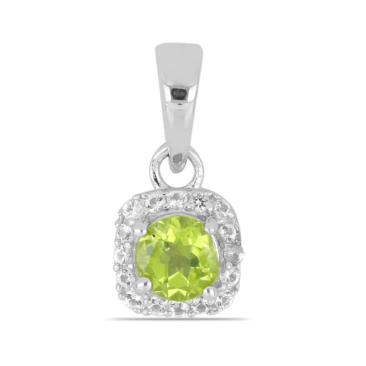 Colgante de Plata con Peridoto de Changbai y Topacio Blanco