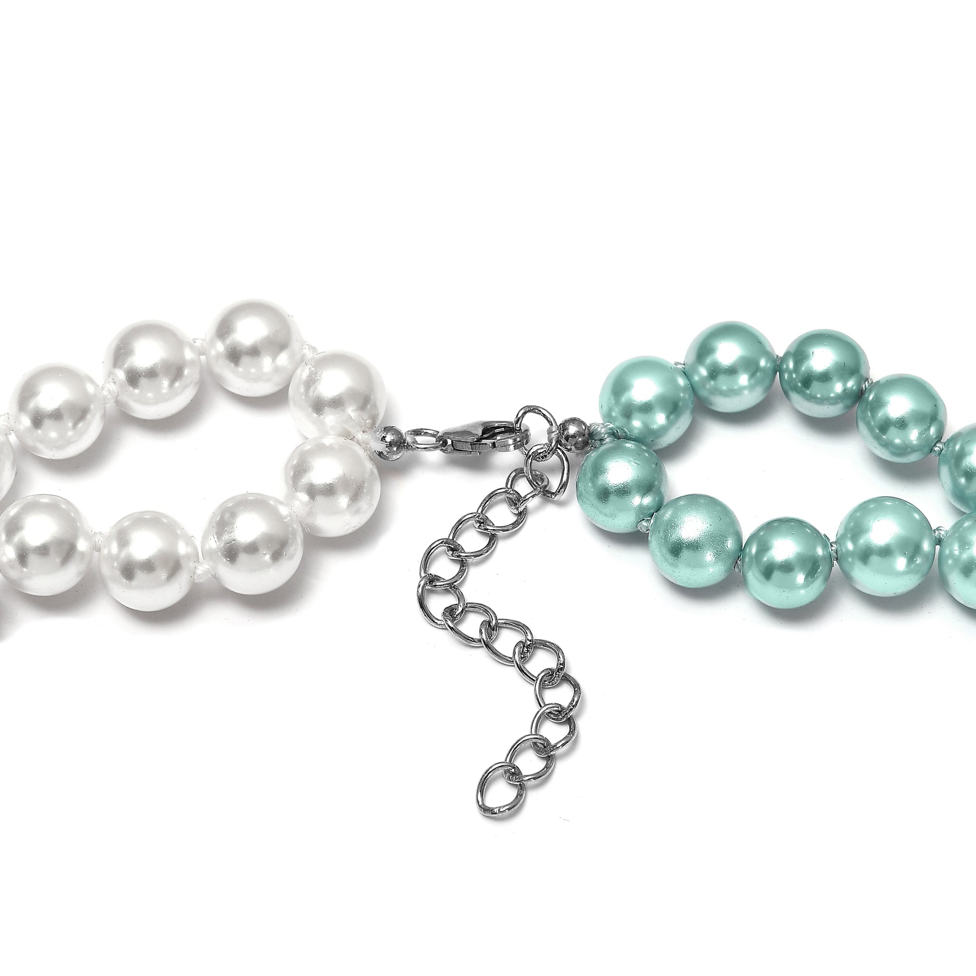 Collar de Plata con Perla blanca de agua dulce y Perla Verde 2 