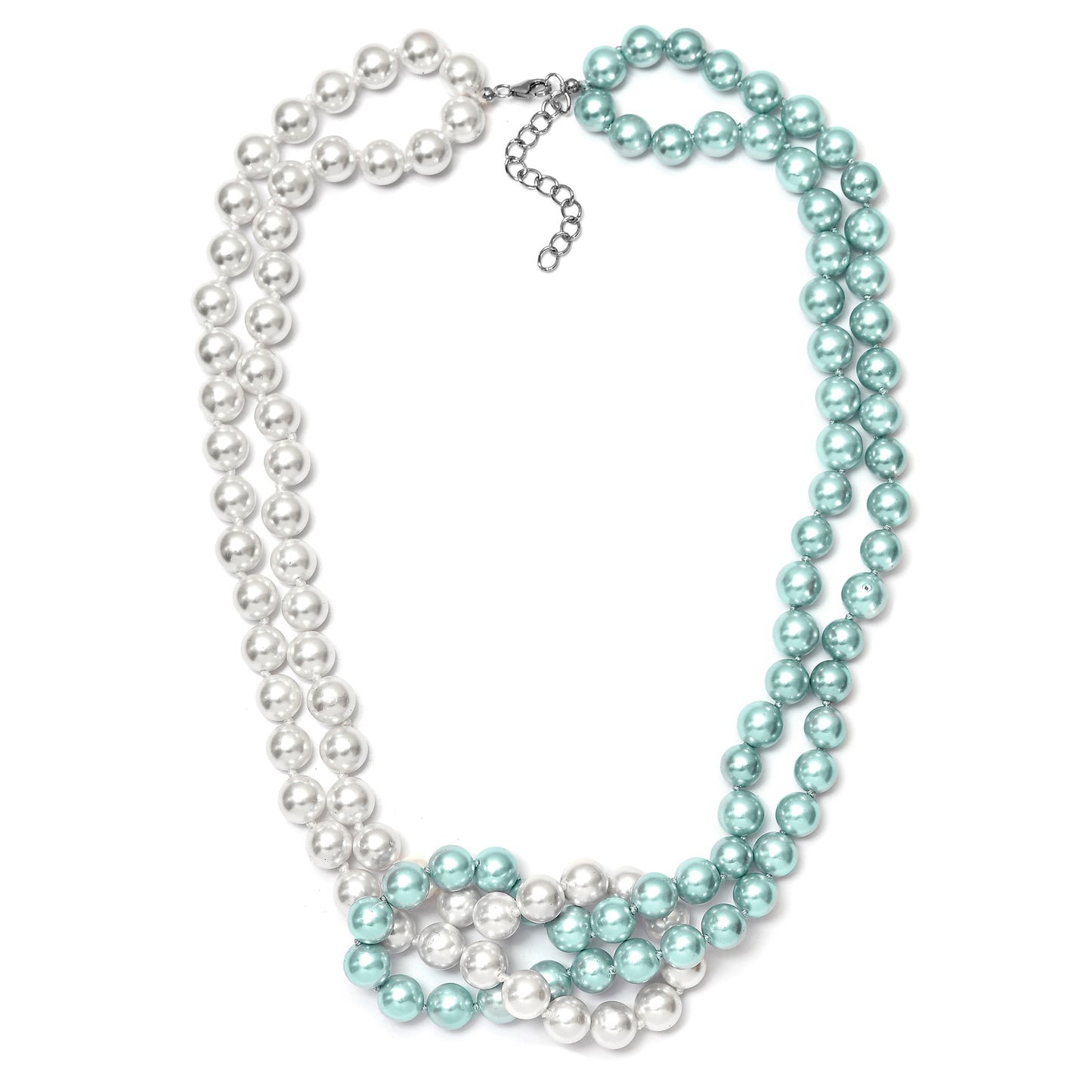 Collar de Plata con Perla blanca de agua dulce y Perla Verde