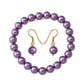 Conjunto de Plata Bañada en Oro con Perla de concha ( Pendientes +Pulsera )