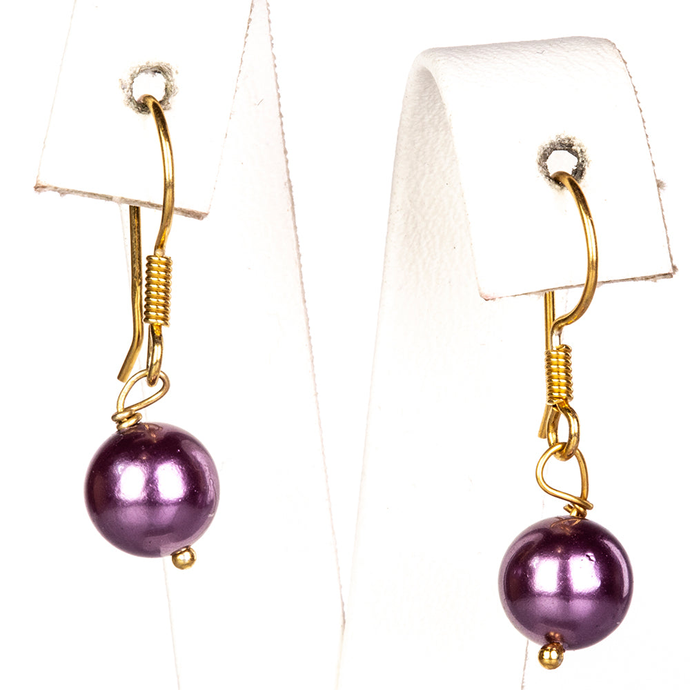 Conjunto de Plata Bañada en Oro con Perla de concha ( Pendientes +Pulsera ) 11 