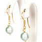 Conjunto de Plata Bañada en Oro con Perla de concha ( Pendientes +Pulsera )