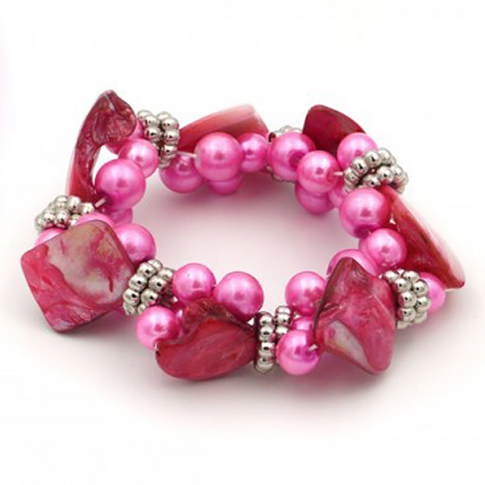 Pulsera de Aleación Bañado en Oro con Concha y Cristal Emporia® Rosa 1 