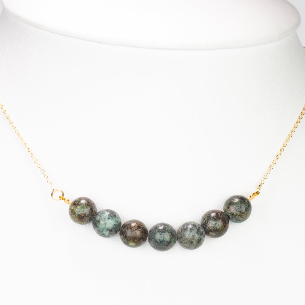 Collar de Plata Bañada en Oro con Turquesa 5 
